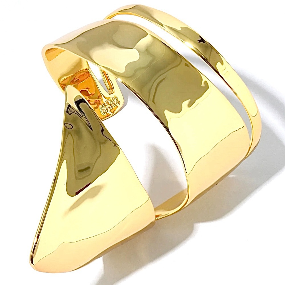 Alexis Bittar Molten 14k Gold Armor Cuff Bracelet NWT